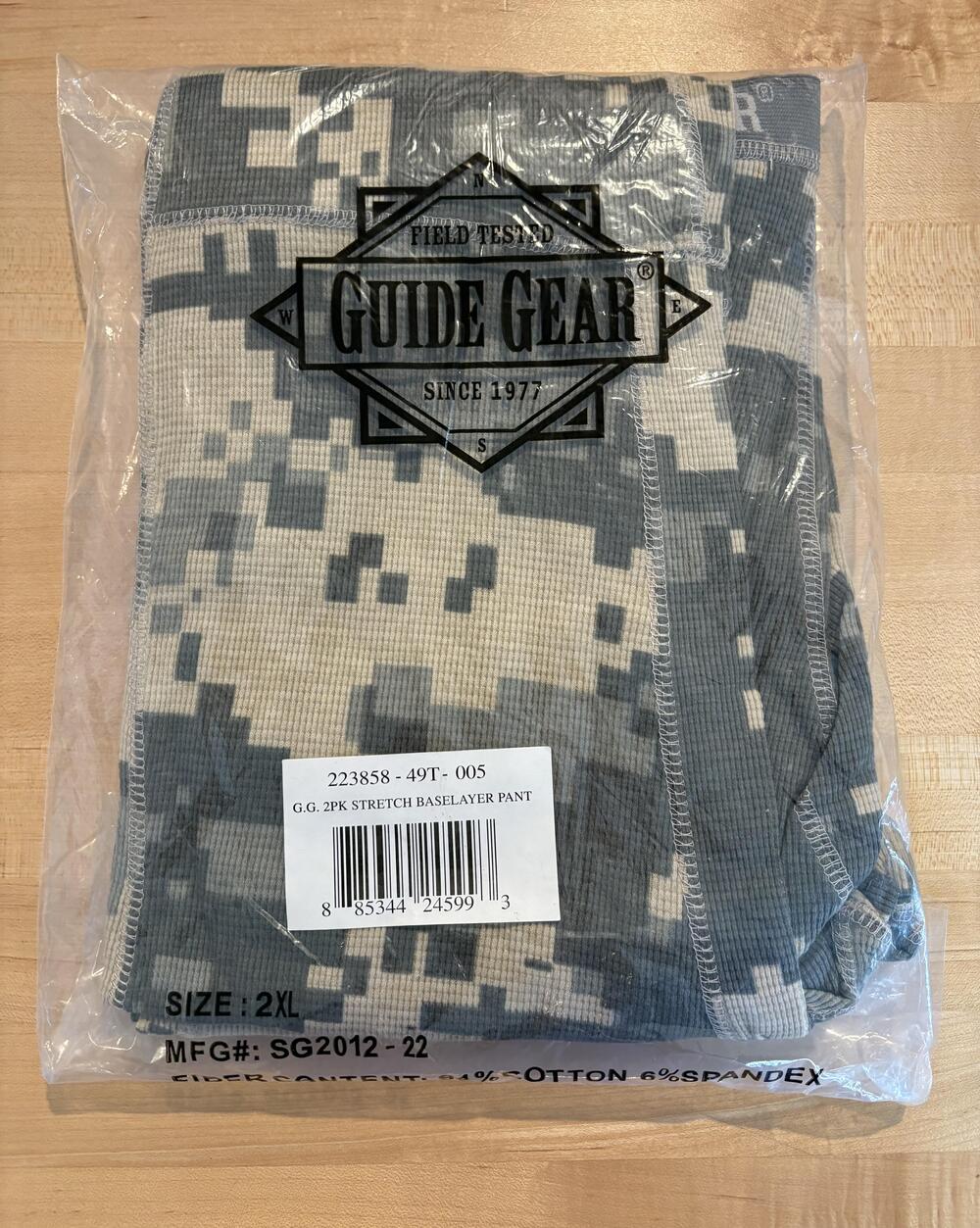Guide Gear Long Johns Mens 2XL Camo 2 Pack Stretch Thermal Baselayer Pant